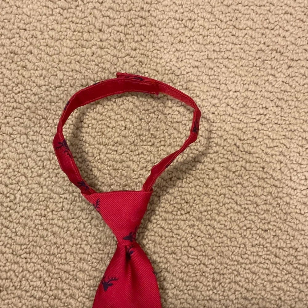 Janie and Jack Red Kids Tie with Blue Reindeer